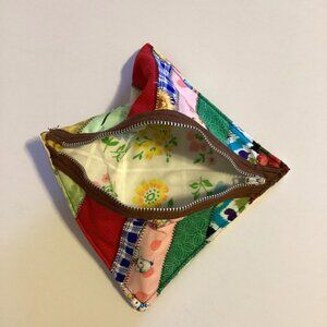 Small Square Pouch With Zipper Multipurpose Cosmetic Make-up Travel Coin Purse